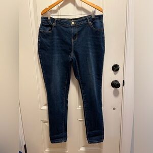 Blue Identity 16W Straight Leg/Skinny 5-pocket Jeans, dark blue wash